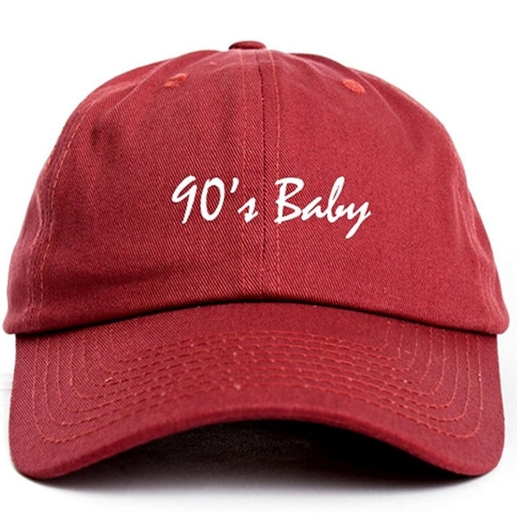 90's Baby Dad Hat | Maroon | Bold Print | Unisex | One Size (OS) - Picture 1 of 2